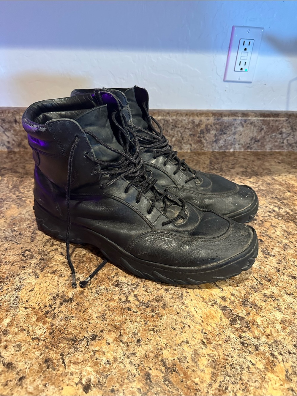 Oakley Black Lace-Up Leather Boots